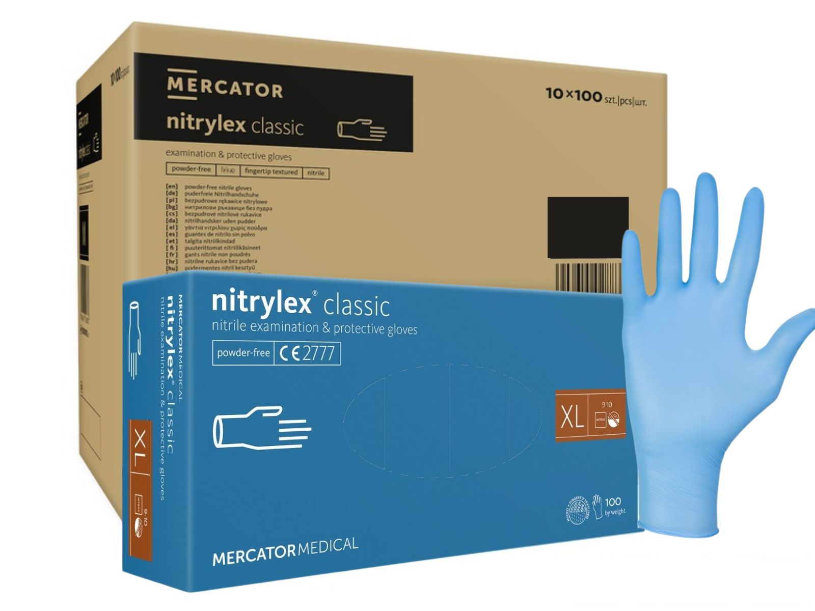 Rękawice Nitrylex Blue XL Mercator Classic KARTON